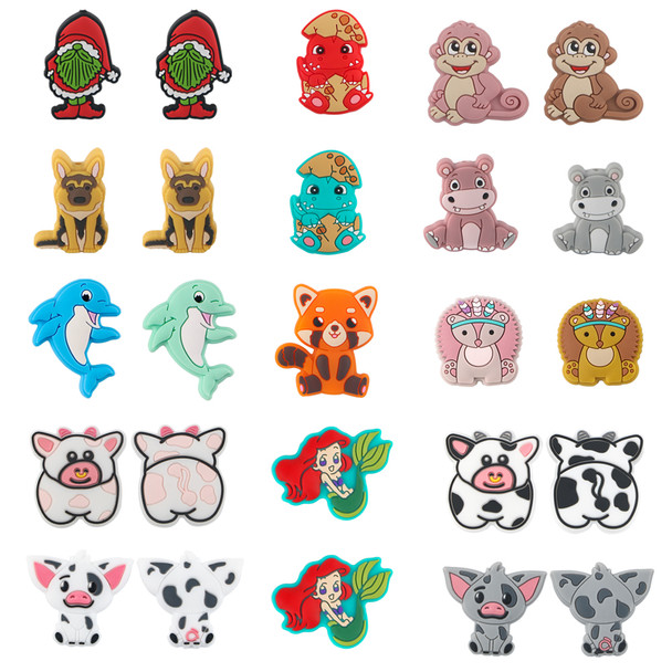 5/10pcs Cartoon Mini Silicone Beads Animal Focal Beads For Jewelry Making DIY Nipple Chain Bead Pen Handmade Accessories