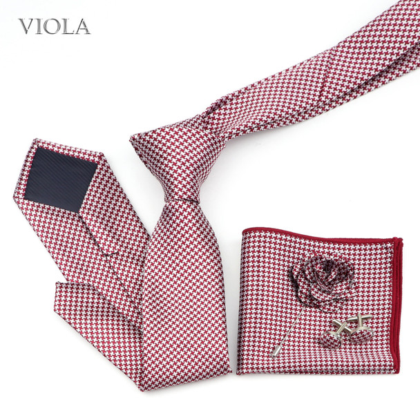 Nice Smooth Soft Dot Polyester 7cm Necktie Set Handkerchief Brooch Cufflinks Men Business Office Suit Formal Nice Tie Hankie Pin