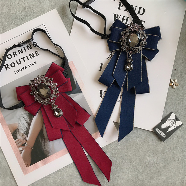 Rhinestone Bow Tie Women's Graduation Photo Student School Uniform Tie Ribbon Sweet Literary and Art Plaid Bowtie Collar Flower Rhinestone Bow Tie Women's Graduation Photo Student School Uniform Tie Ribbon Sweet Literary and Art Plaid Bowtie Collar Flower