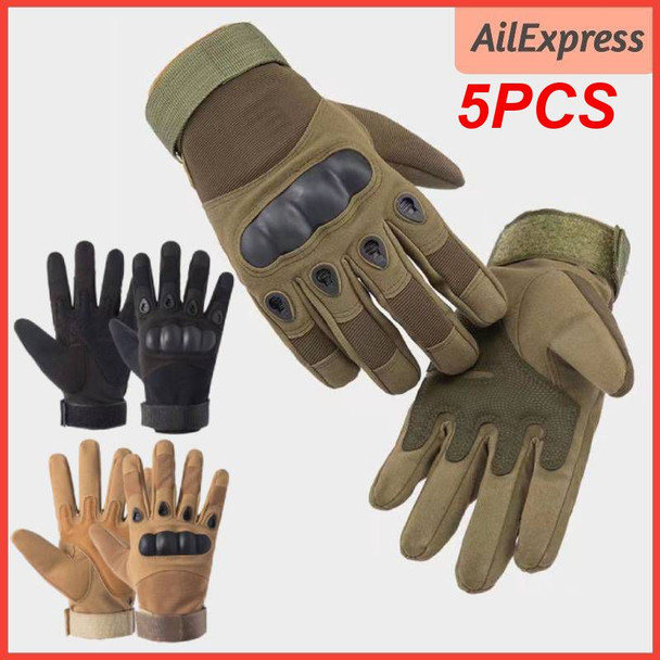 5PCS Touch Screen Army Military Tactical Gloves Paintball Airsoft Shooting Combat Anti-Skid Hard Knuckle Full Finger