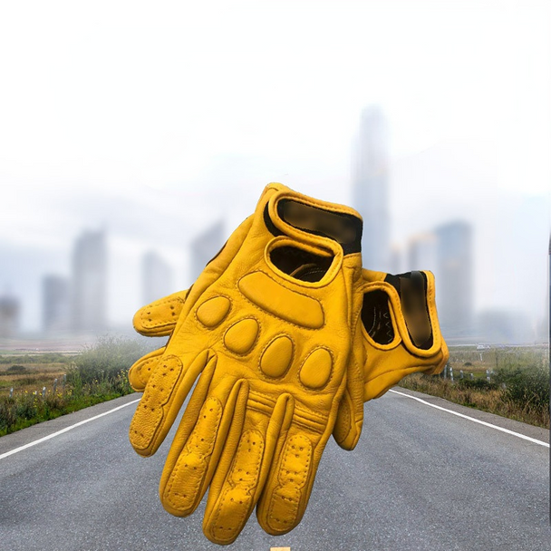 Retro Sheepskin Breathable Leather Motorcycle Gloves Racing Gloves Men's Motocross Winter&Summer Gloves Full/Half-finger Gloves