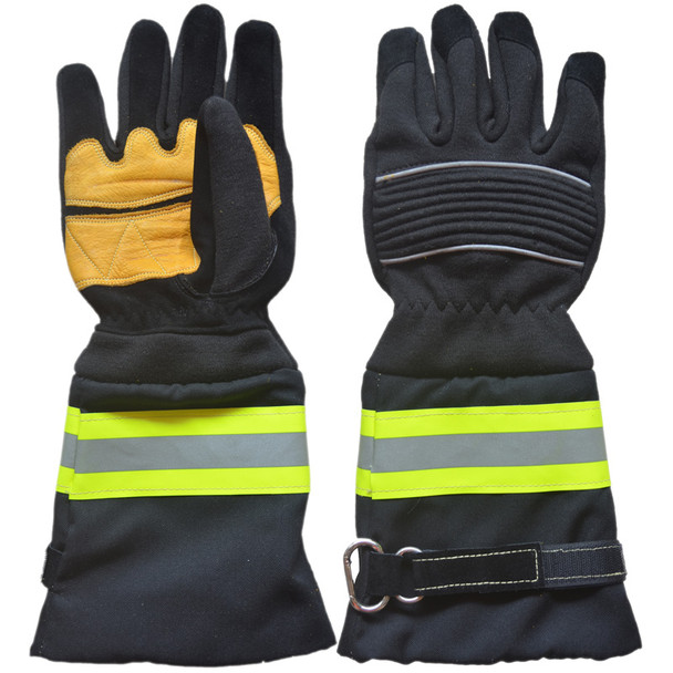 Long Sleeve Heat Resistant Gloves Fireproof Protection Kevlar Black Yellow Unlined Firefighters Firefighting