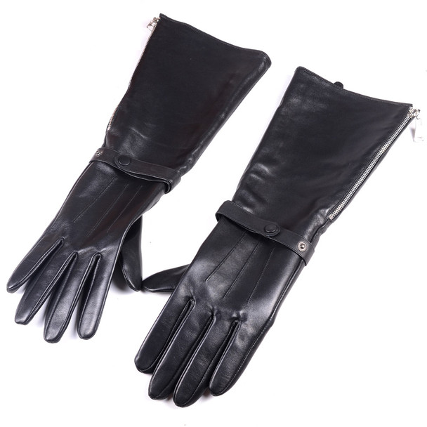 Long Leather Glove Men Winter Sheepskin Defense 40cm Opera Mitt Male Side Zipper Three Lined Fullfinger Handmuff Luva De Couro Long Leather Glove Men Winter Sheepskin Defense 40cm Opera Mitt Male Side Zipper Three Lined Fullfinger Handmuff Luva De Couro