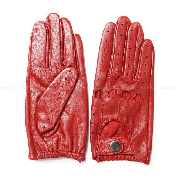 Pure Leather Glove For Men Male Top Quality Holes Locomotive Thin Mittens Elastic Wrist Red/Black/Dark Brown Driving Luva Pure Leather Glove For Men Male Top Quality Holes Locomotive Thin Mittens Elastic Wrist Red/Black/Dark Brown Driving Luva