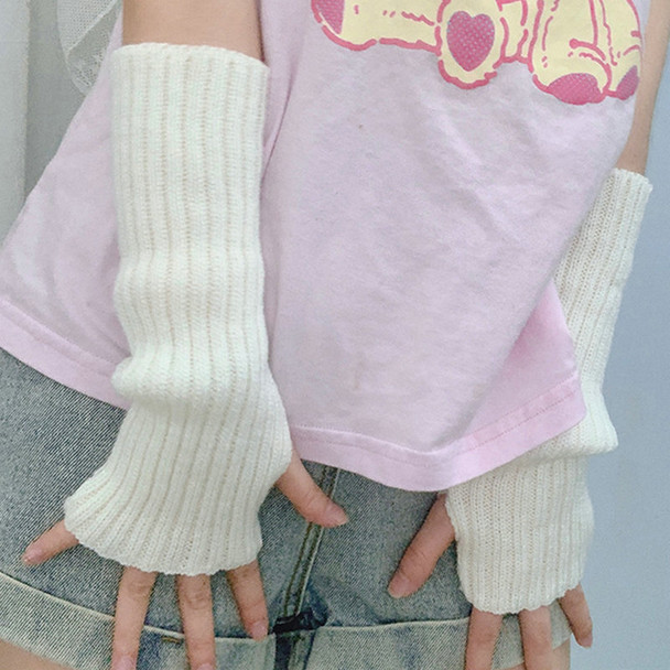 Long Fingerless Gloves Women‘s Mitten Winter Arm Warmer Knitted Arm Sleeve Casual Soft Girls Y2K Goth Clothes Punk Gothic Glove