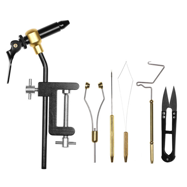 Fly Tying Tools Combo Kit Vise Bobbin Holder Threader Needle Whip Finisher Scissors Whip Finisher Bobbin Threader