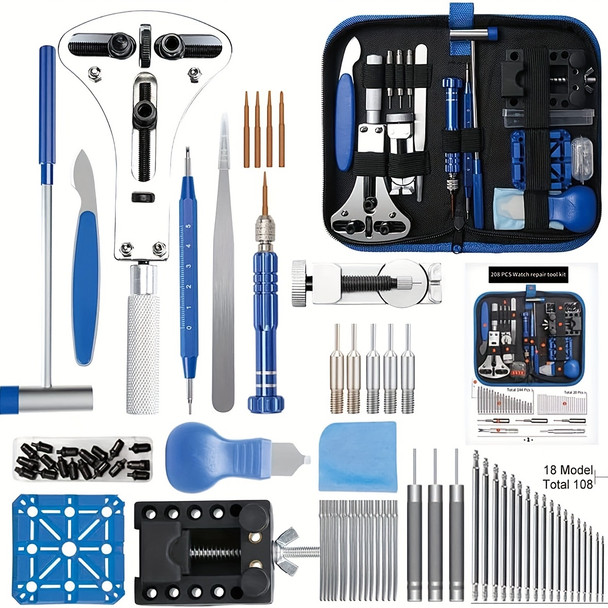 185pcs Watch Repair Kit, Professional Watch Battery Replacement ToolWatch Link And Back Removal Tool, Spring Bar Tool Set