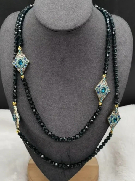 Timeless Wonder Retro Zircon Geo Beaded Long Necklace for Women Designer Jewelry Goth Runway Rare Top Luxury Medieval Set 2611