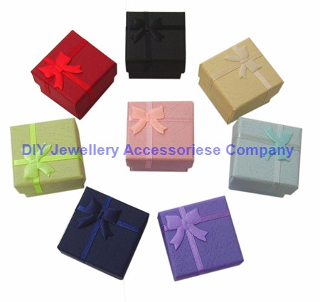 Fashion Ribbon Jewelry Box Multi Colors Ring Earrings Pendant 4x4x3cm Display Packaging Gift