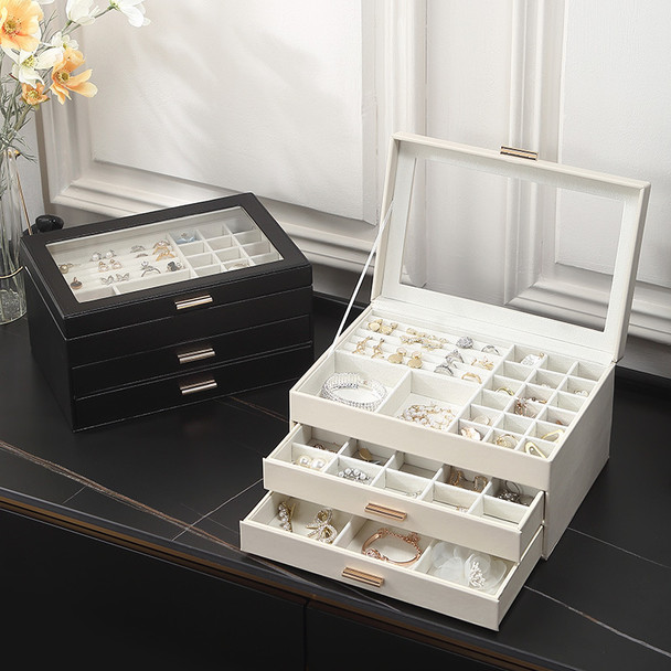 Multi Functional Jewelry Box Jewelry Organizer Three Layer Drawer Style Earrings Jewelry Box Earing Card Ring Box Display Case