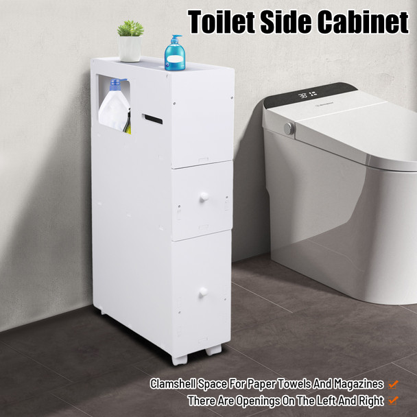 Toilet Narrow Storage Cabinet Toilet Side Cabinet 4 Layer Movable Floor-To-Ceiling Standing Shelves Bathroom Cabinet