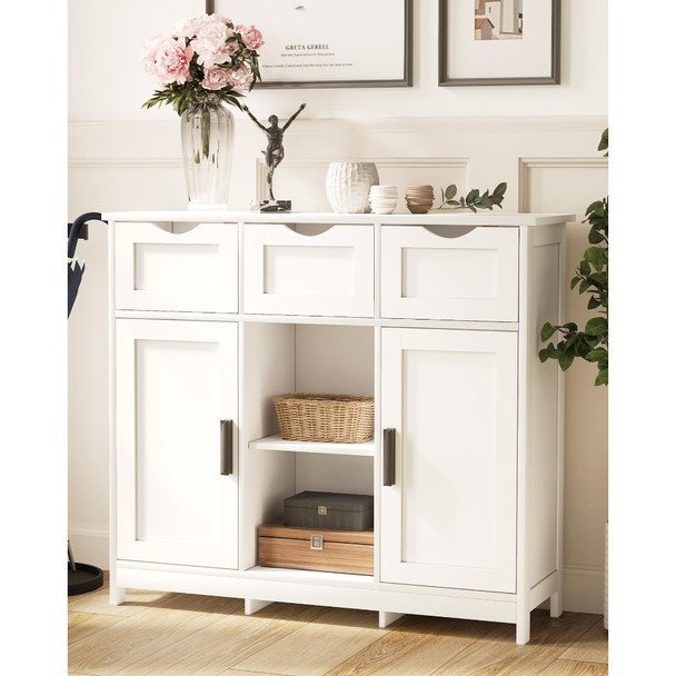 New Storage Cabinets，Wooden Floor Cabinet，with Drawers and Shelves ，Accent Cabinet for Bathroom