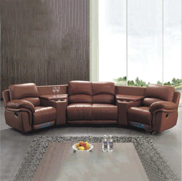 Living Room Sofas Manual / Electric Recliner Italinan Genuine Leather Couch Retractable Theater Reclining Armchair 4 Seat