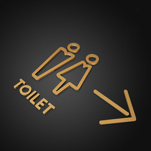 Tips Toilet Sign Plate Matte Gold Acrylic 3D Wash Room Door Wall Label Sticker Wc BathRoom Signage Board Art Hotel Home Decor