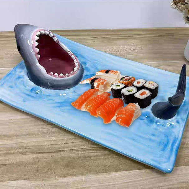 Creative Ceramic Sushi Plate Shark Shape Cheese Board Dessert Storage Plate Dining Table Kitchen Decor 2024