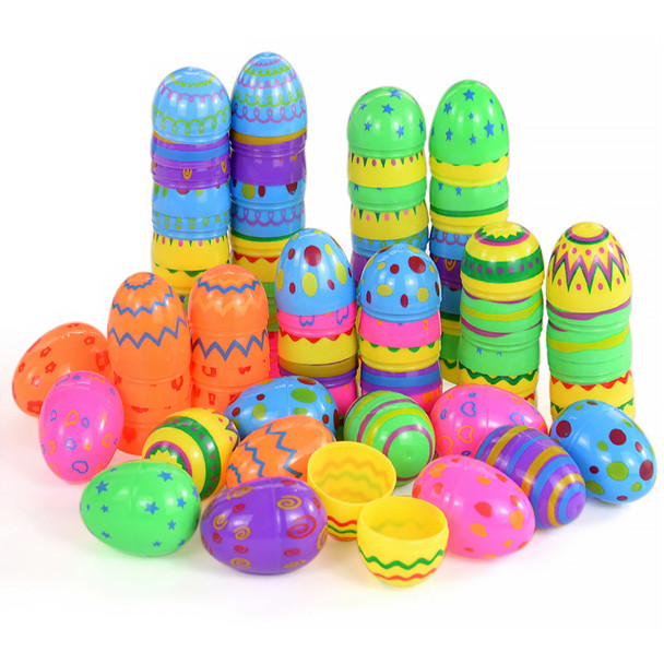 12Pcs Easter Fillable Opening Egg Colorful Plastic Eggs Kids Favors 2024 Easter Party Home Decorations Candy Gift Packaging Box