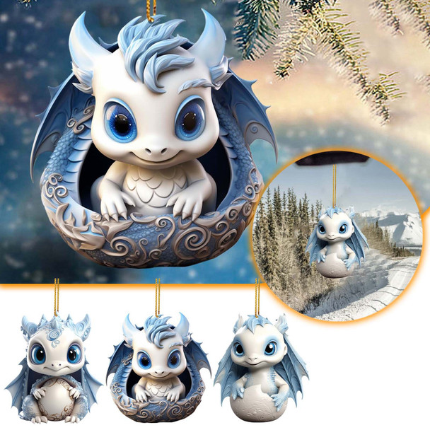 Cute Dragon Christmas Double Print Home Decor Tree Pendants Christmas Tree Pendant Home Decoration Window Hanging Ornament 2024