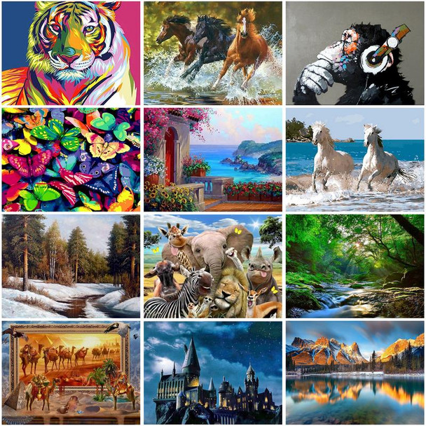 CHENISTORY 40x50cm Pictures By Numbers Animal Painting By Numbers Landscape On Canvas DIY Wall Art Home Decoration Gift