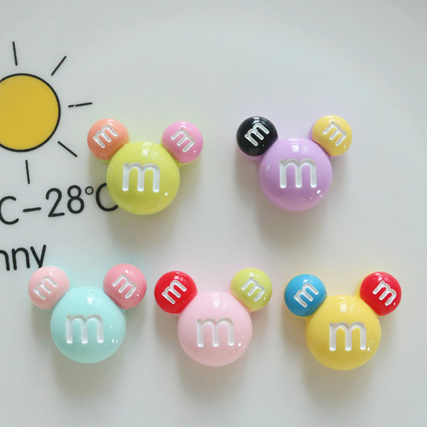 10 Pcs New Cute Bright Surface Cartoon M Beans Colour Candy Resin Scrapbook Diy Jewelry Children Party Hairpin Accessories
