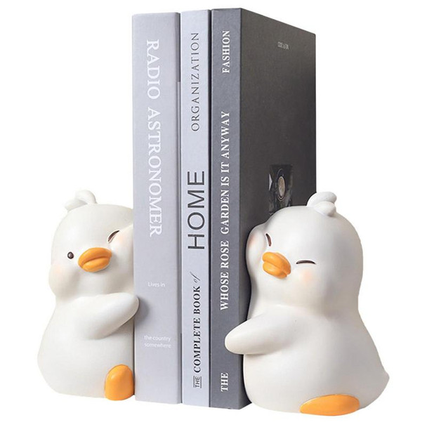 Yellow Bookends Ducks Cartoon Duck Bookshelf Stopper Ducks Hugging Cute Bookends Resin Duck Textbook Stopper For Book Support