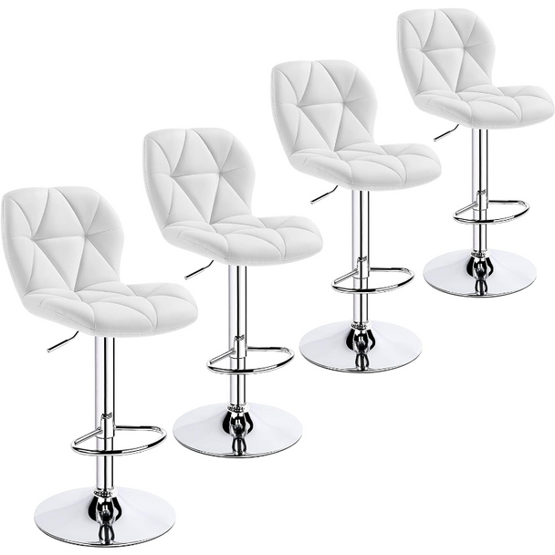 Yaheetech Bar Stools Set of 4 Adjustable PU Leather 360°Swivel Count Bar Chair with Backresr Home Kitchen Counter Stools