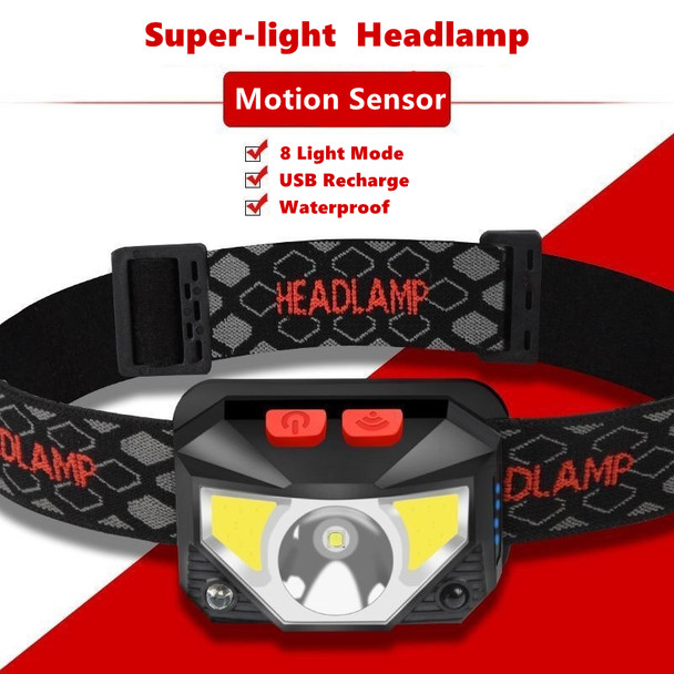 8 Modes Handfress Motion Sensor Powerful LED Headlight headlamp Head