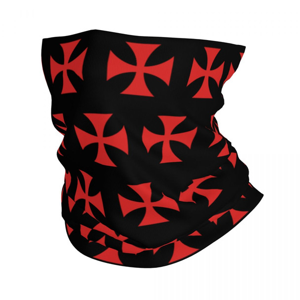 Red Templar Cross Knights Bandana Neck Warmer Women Men Winter Ski