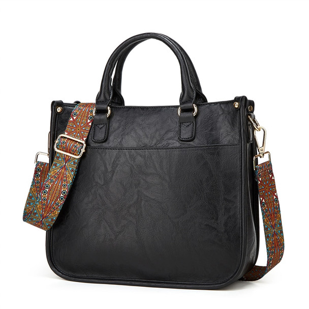 PU Leather Shoulder Bags National Long Strap Women Handbag Leisure Purses Fashion Crossbody Messenger Bag For Shopping School