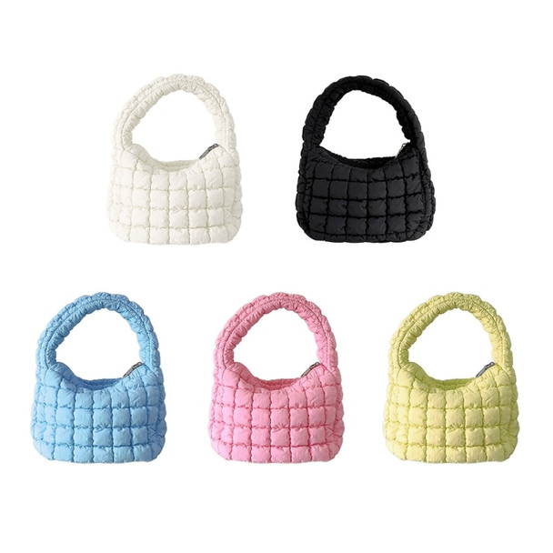2023 New Women Summer Quilted Handbags Ladies Plicated Vacation Bag Fashion Shoulder Bag Female Puffer Tote Bags Casual Hobo