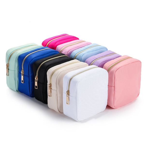 Nylon Mini Makeup Bag Toiletry Cosmetic Storage Bag Waterproof Zipper Small Pouch Coin Sanitary Napkin Purse for Women Girls