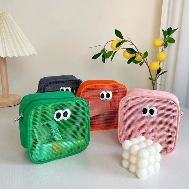 Portable Kawaii Candy Color Clear Mesh Cosmetic Bag Cute Big Eyes Make Up Case Pouch Travel Makeup Case Toiletry Storage Bags