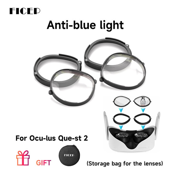 FICEP For Quest 2 Prescription Lenses Anti Blue Myopia Lens Quick Disassemble Magnetic Frame Glasse For oculusQuest2 Accessories