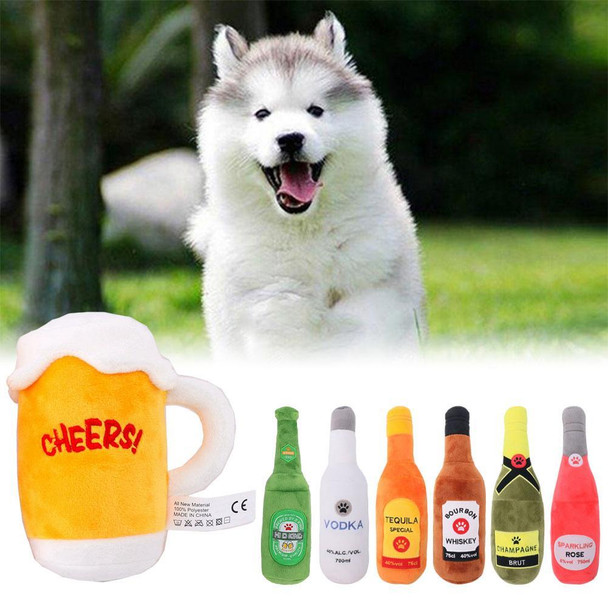 Simulation Plush Stuffed Pet Dog Toy Beer Glass Beer Bottle BB Barking Sounding Pet Toy Dog Accessories Interactive Dog Toys