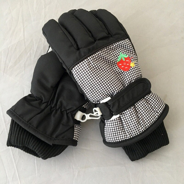 Winter Children's Ski Gloves Boy Girls Strawberry Pattern Finger Glove