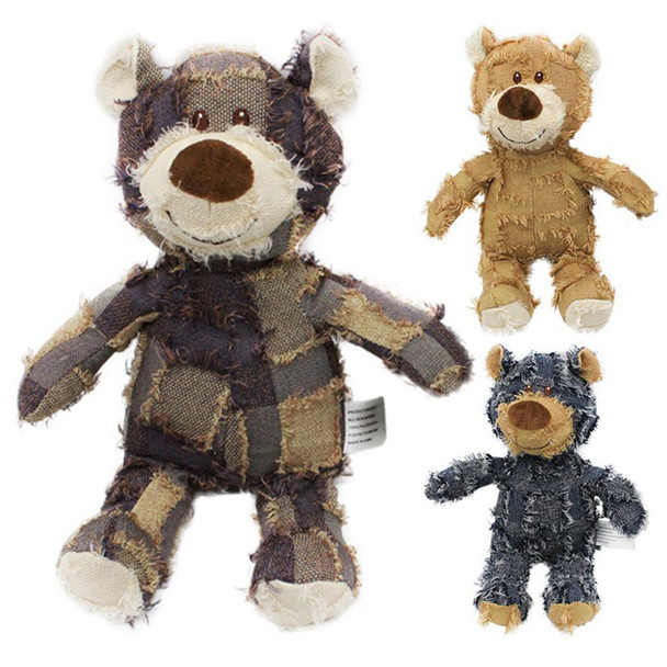 Pet Dog Bear Plush Toys 3-color Squeaking Stuffed Toys Pet Anxiety Relief Calming Aid Molar Chew Toys