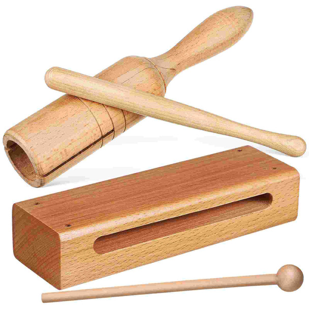2 Sets Orff Instrument Percussion Chimes Gavel Rhythm Wood Blocks