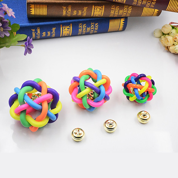 1PCS Pet Dog Toys Cat Colorful Bells Rubber Ball Puppy Kitten Interactive Rainbow Ball for Medium Small Dog Cats Pet Accessories