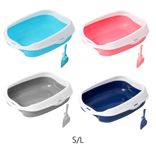 Cat Litter Box Cat Sandbox High Sided Travel Semi Closed Cat Toilet Pet Litter Tray for Medium Large Cats Rabbit Small Animals
