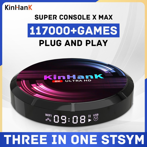 Kinhank Super Console X MAX plug and play Movie In One Retro Game Console With 117,000 Games and 63+ Emulators For DC/SS/N64