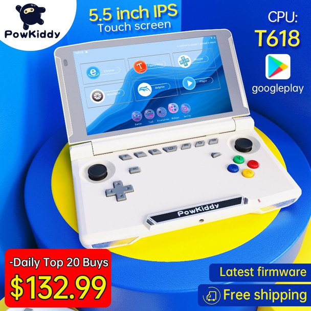 New Powkiddy X18S Android 11 5.5 Inch Touch IPS Screen Flip Handheld Game Console T618 Chip Mobile Game Players Ram 4GB Rom 64GB