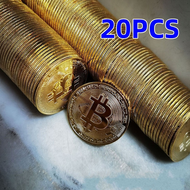 20pcs/10pcs Gold-plated Bitcoin Art Medal Souvenir Exquisite Gift