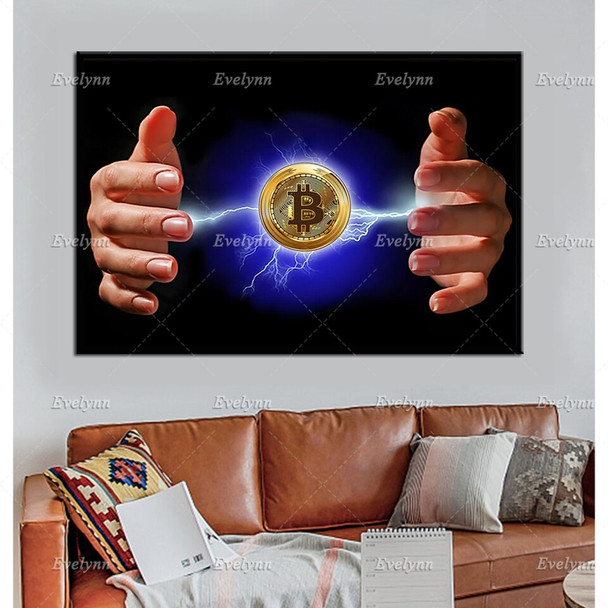 Crypto Money Wall Art, Cryptocurrency Money Art Bitcoin, Bitcoin Art