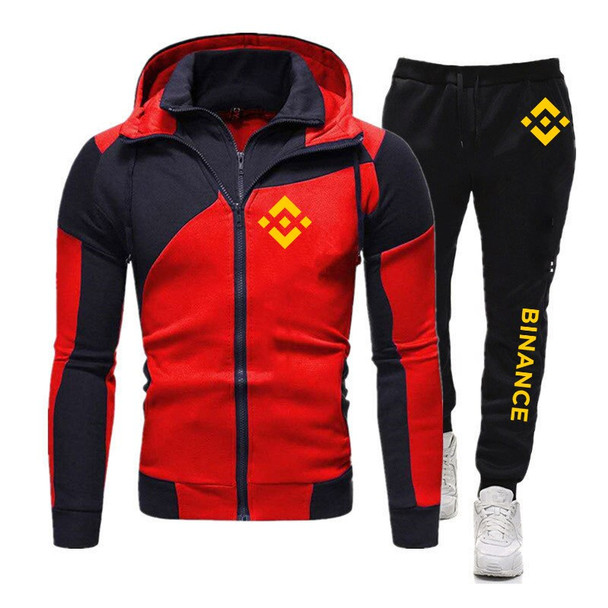 Binance Crypto 2023 Men's New Diagonal Zipper Hoodie Tracksuit Hooded