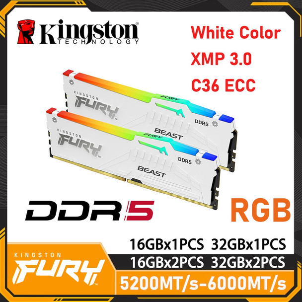 Kingston Fury Beats Ddr5 Memory 16g 32g 64g Desktop Ram Gaming White