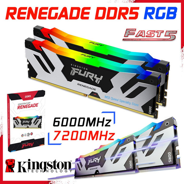 Kingston Fury Renegade DDR5 Memory DDR5 RGB Gaming Desktop DDR5 RAM