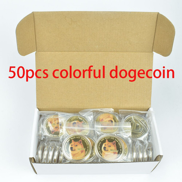 50pcs Gold Silver Plated Dogecoin Coin Wow Doge Coin Metal Crypto Coin