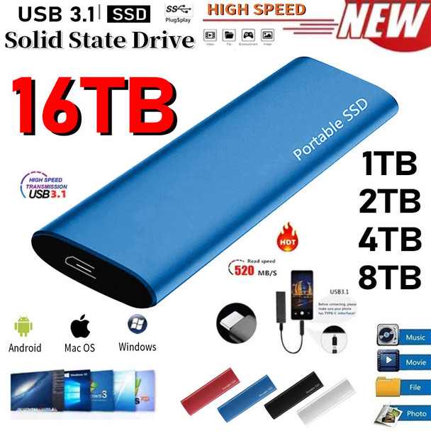 Original Hard Disk 2TB Solid State External Drive USB3.1 Interface Portable SSD High-speed Hard Drive Storage Device for Laptop