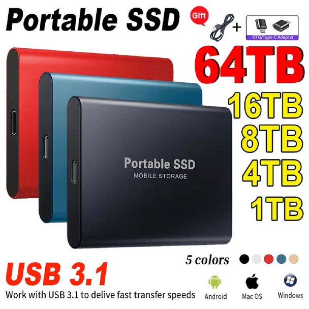 Original Portable SSD 1TB USB 3.1 High-speed Mobile Solid State Drive Type-C  External Hard Disk Storage Device for Mac Laptop