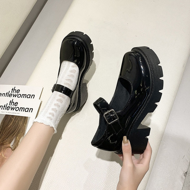 Lolita Shoes Japanese Girl Platform Black high heels fashion Round Toe