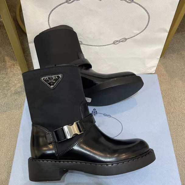 Autumn Women Leather Boots Stretch Fabric Punk Metal Fittings Platform